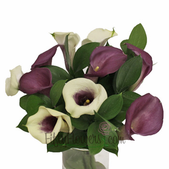 Purple and Cream Mini Callas Centerpieces